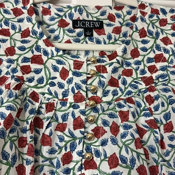 J.Crew Shirred popover top in rosewood floral CI523 - Picture 9 of 10